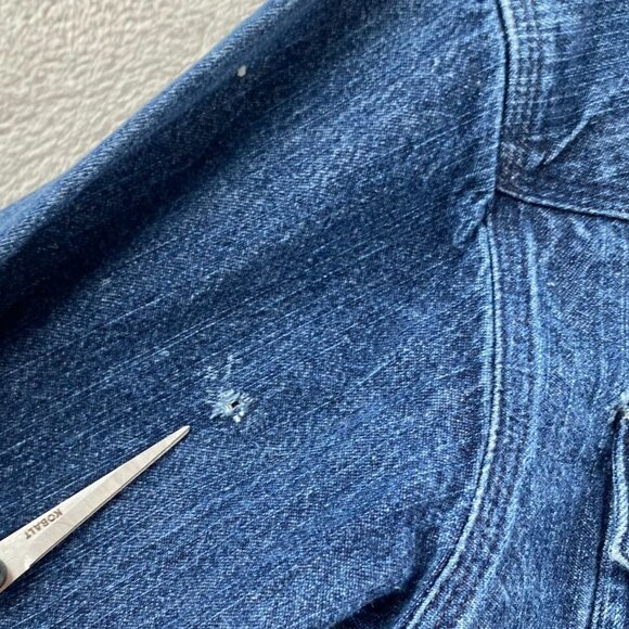 Vintage Carhartt Mens Denim Shirt Small Snap Pearl Blue Long Sleeve Western - Picture 4 of 16